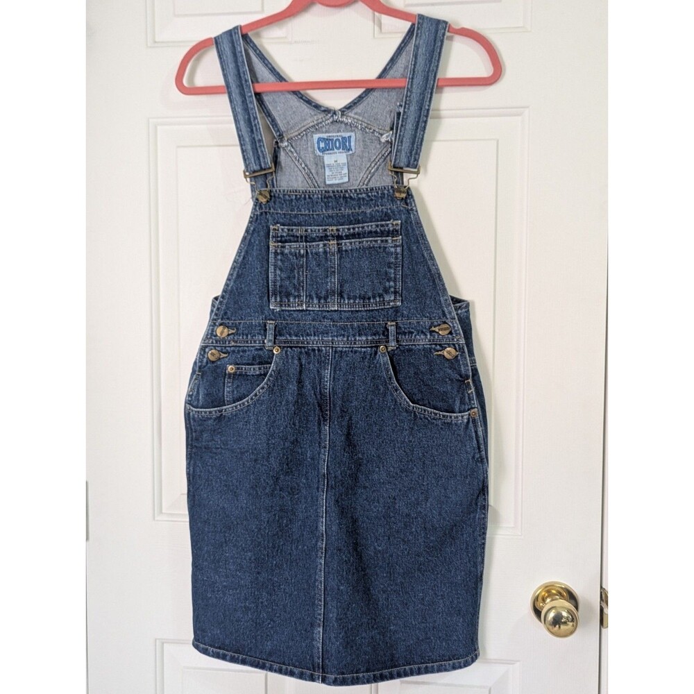 Chiori Denim Overall Dress Skirt Medium Blue Dark Wash Western Indie Grunge 90s